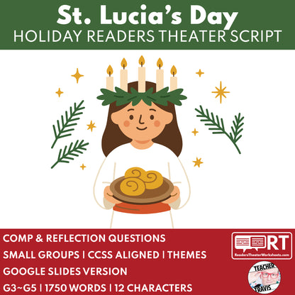 Saint Lucia’s Day (Luciafest) Holiday Readers Theater Script for Grades 3 to 5 - ["Grades 3-5","Small Groups","Winter Holidays"]
