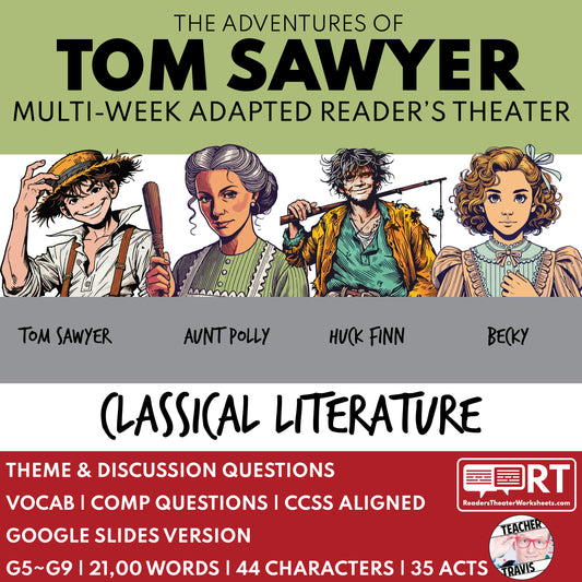 Adventures of Tom Sawyer Reader's Theater Script | Adapted from Mark Twain - ["Classical Literature","Grades 6-8"]