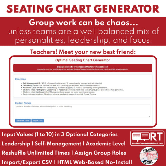 Optimal Seating Chart Generator for Teachers - []