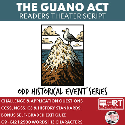 Free Historical Readers Theater Script | The Guano Act | Odd Event Series - ["100% FREE","Grades 6-8","Grades 9-12","History - Odd Events","Self-Graded Quiz"]