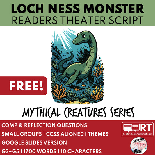 FREE Loch Ness Monster Mythical Creatures | Readers Theater Script for Grades 3 to 5 - ["100% FREE","Grades 3-5","Mythical Creatures"]