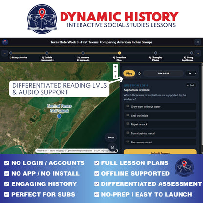Dynamic History application preview for the Texas Grade 4 State History Educator Planning Guide, image 1