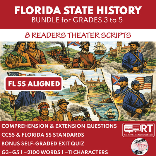 Florida State History Bundle of 8 Readers Theater Scripts for Grades 3 to 5 cover image