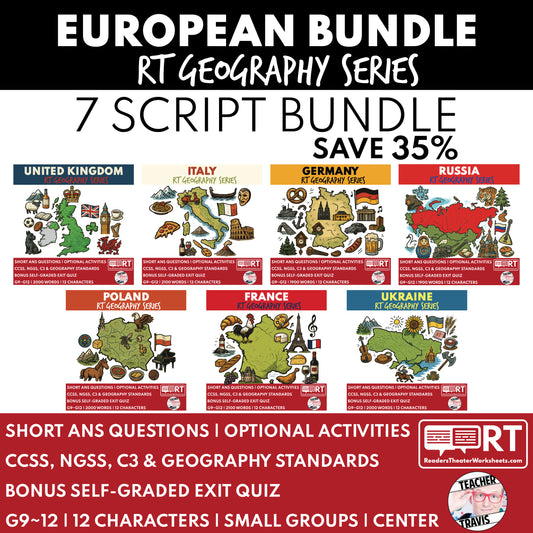 Modern & Historical Europe Readers Theater Bundle – 7 Scripts for Grades 9-12 - ["Bundle","Geography","Grades 9-12"]