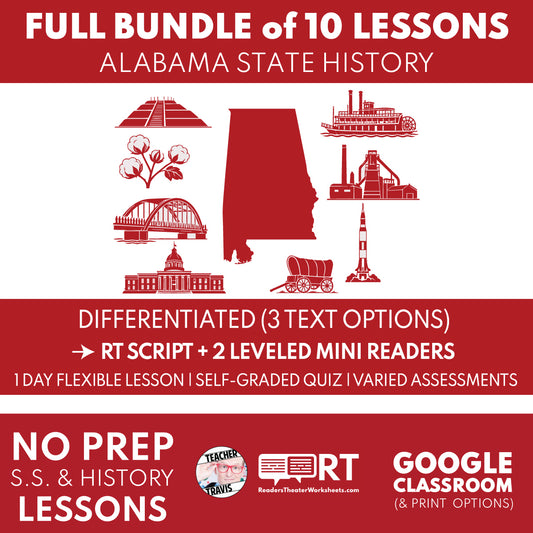 Alabama Grade 3 State History Reader’s Theater and Mini Reader bundle cover for grades 3–5