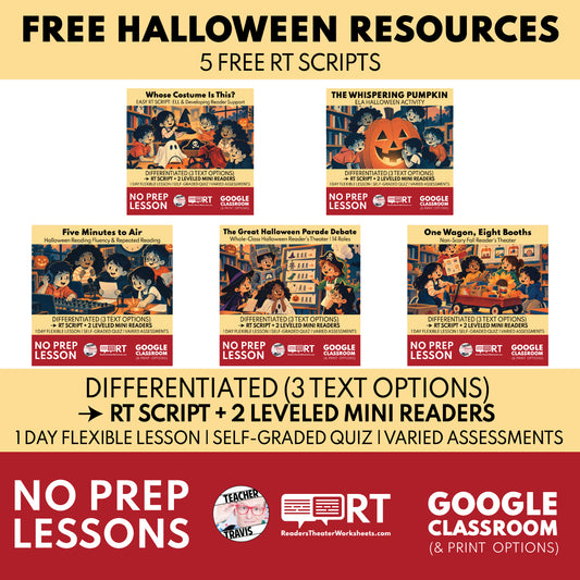 Halloween Reader's Theater FREE Bundle | 5 Scripts + Mini Readers | Grades 3-5