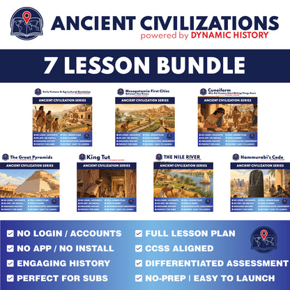 Ancient Civilizations Bundle of 7 Interactive Place-Based Learning Lessons for Grades 6 to 8