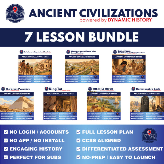 Ancient Civilizations Bundle of 7 Interactive Place-Based Learning Lessons for Grades 6 to 8