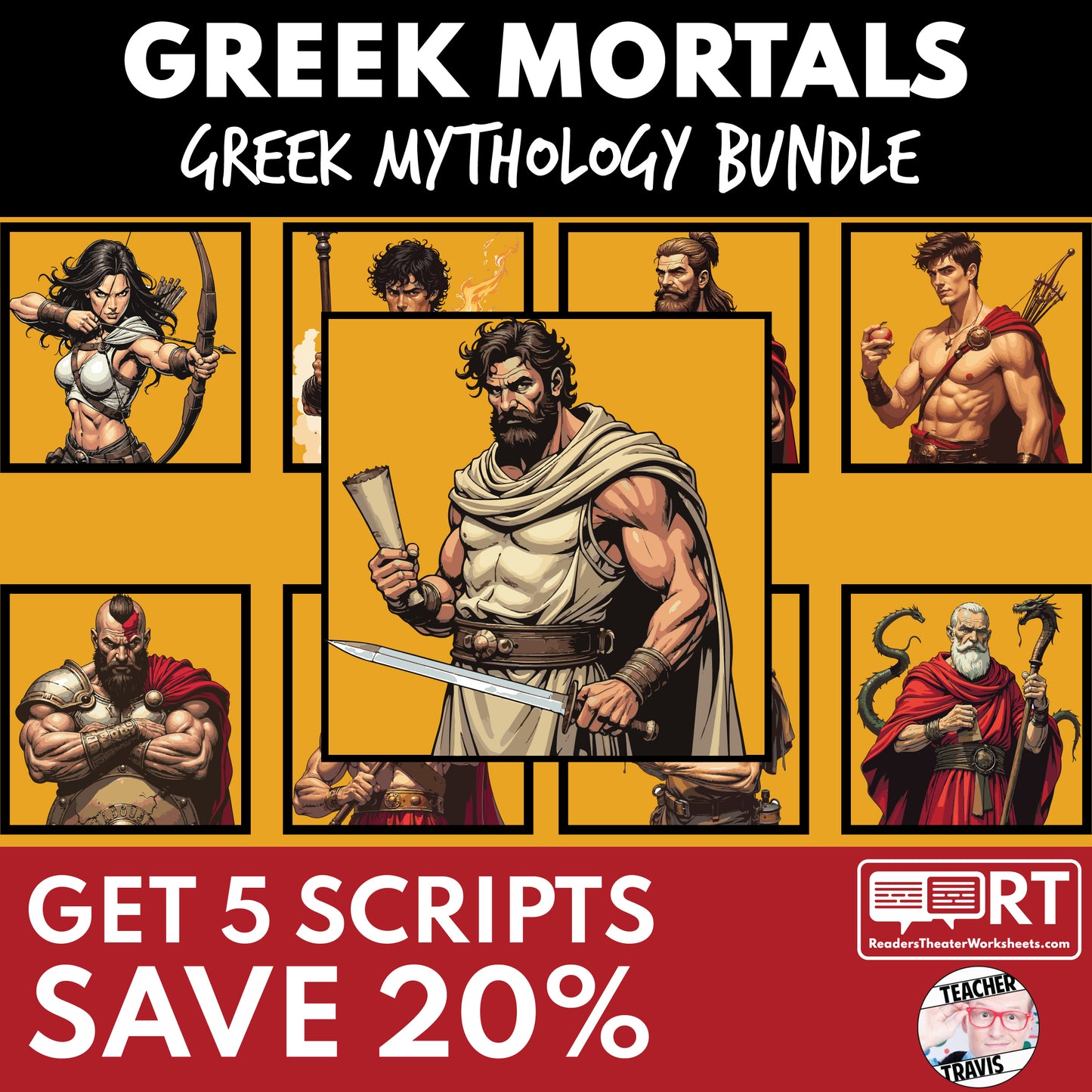 The Mortals of Greek Mythology | Reader's Theater Scripts Bundle (5) - ["Bundle","Grades 6-8","Grades 9-12","Greek Mortals","Greek Mythology","Greek Mythology for Google Classroom"]