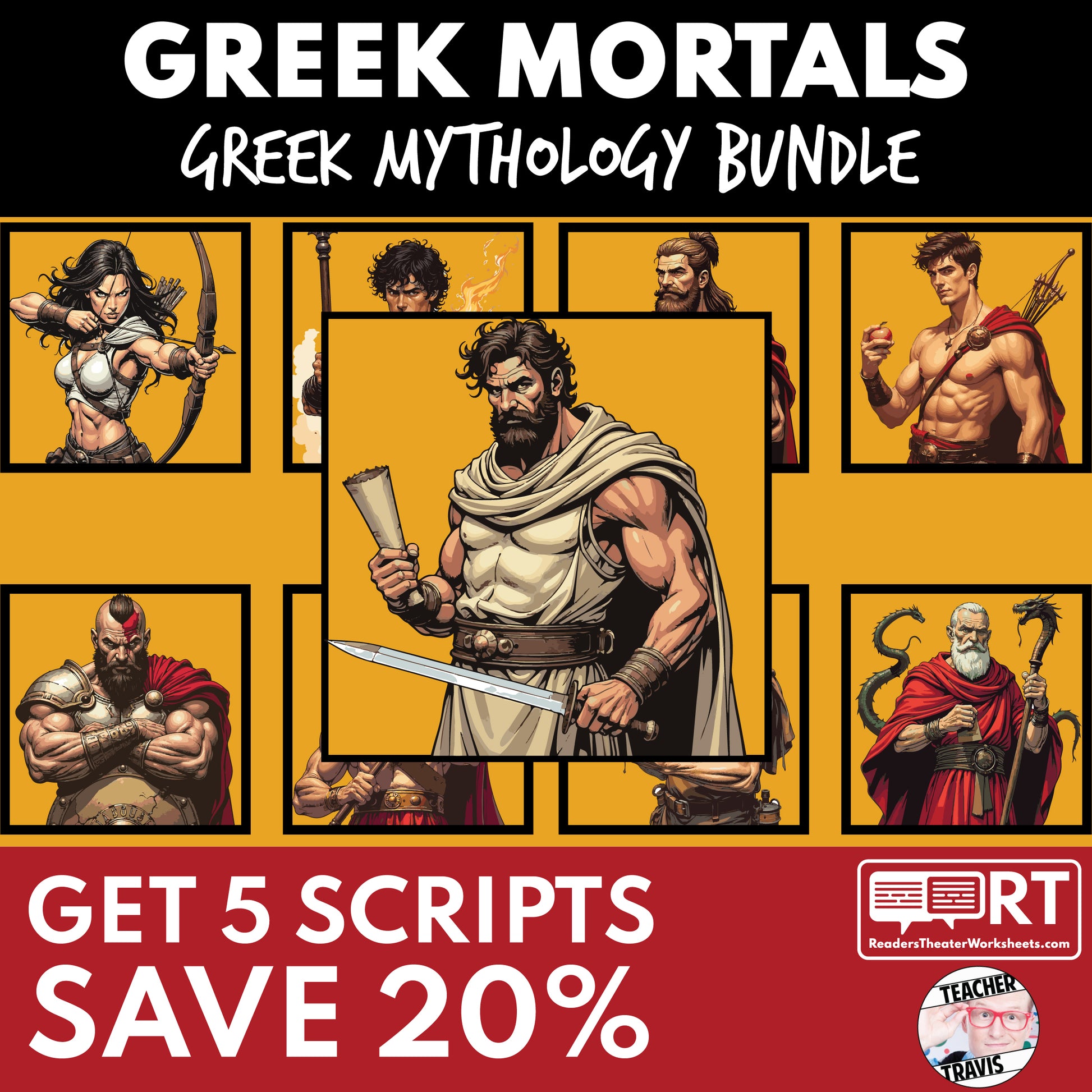 The Mortals of Greek Mythology | Reader's Theater Scripts Bundle (5) - ["Bundle","Grades 6-8","Grades 9-12","Greek Mortals","Greek Mythology","Greek Mythology for Google Classroom"]