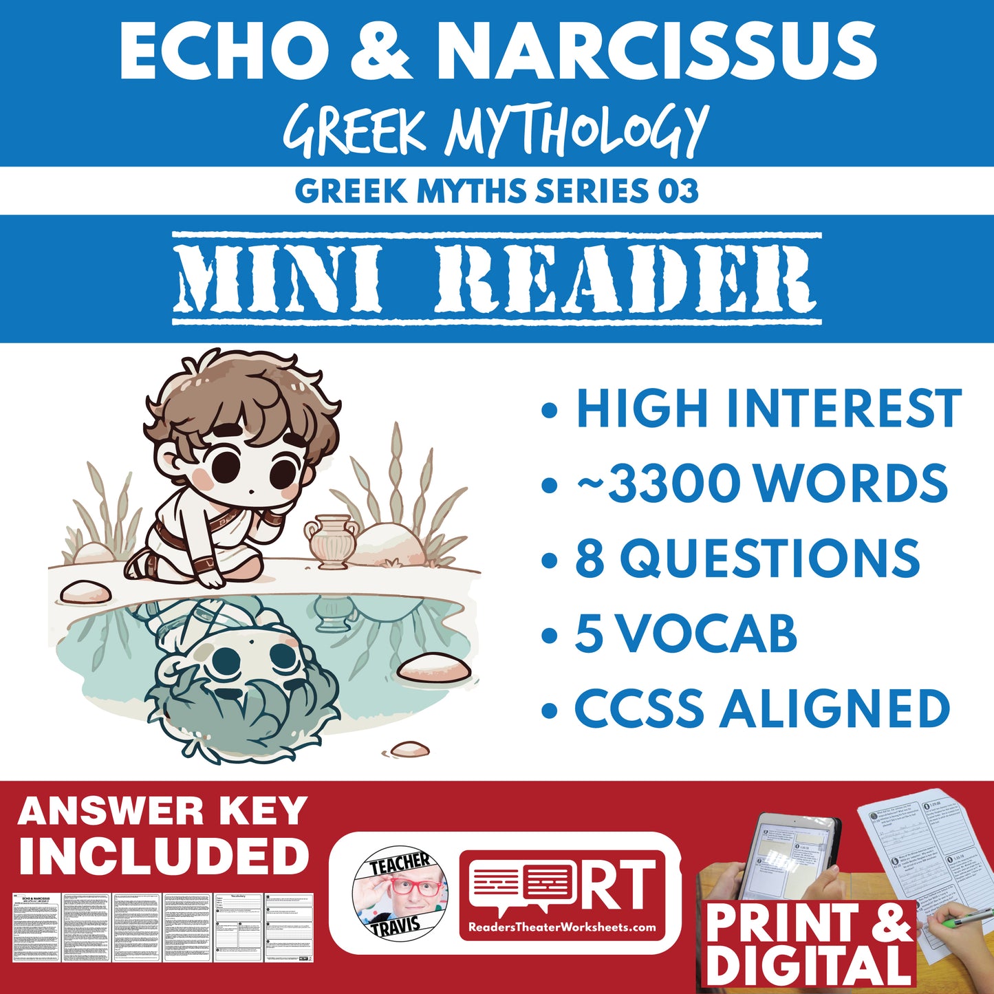 Echo and Narcissus — Greek Mythology Mini Reader #03 | Grades 6–12
