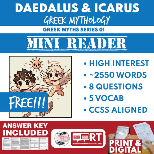 Free Daedalus and Icarus — Greek Mythology Mini Reader #01 | Grades 6–12