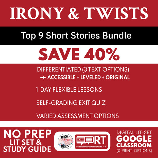Irony & Twist Endings Short Story Study Guides Bundle classroom resource bundle cover