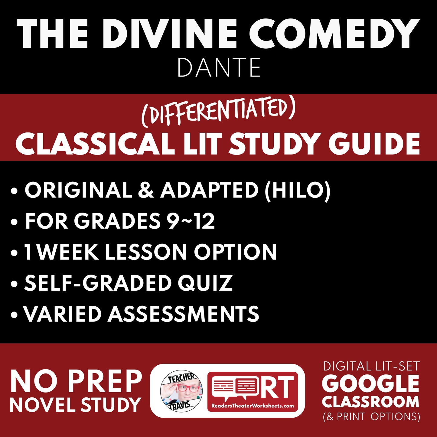 The Divine Comedy by Dante Alighieri Differentiated Classical Lit Study Guide for Grades 9 to 12 cover image