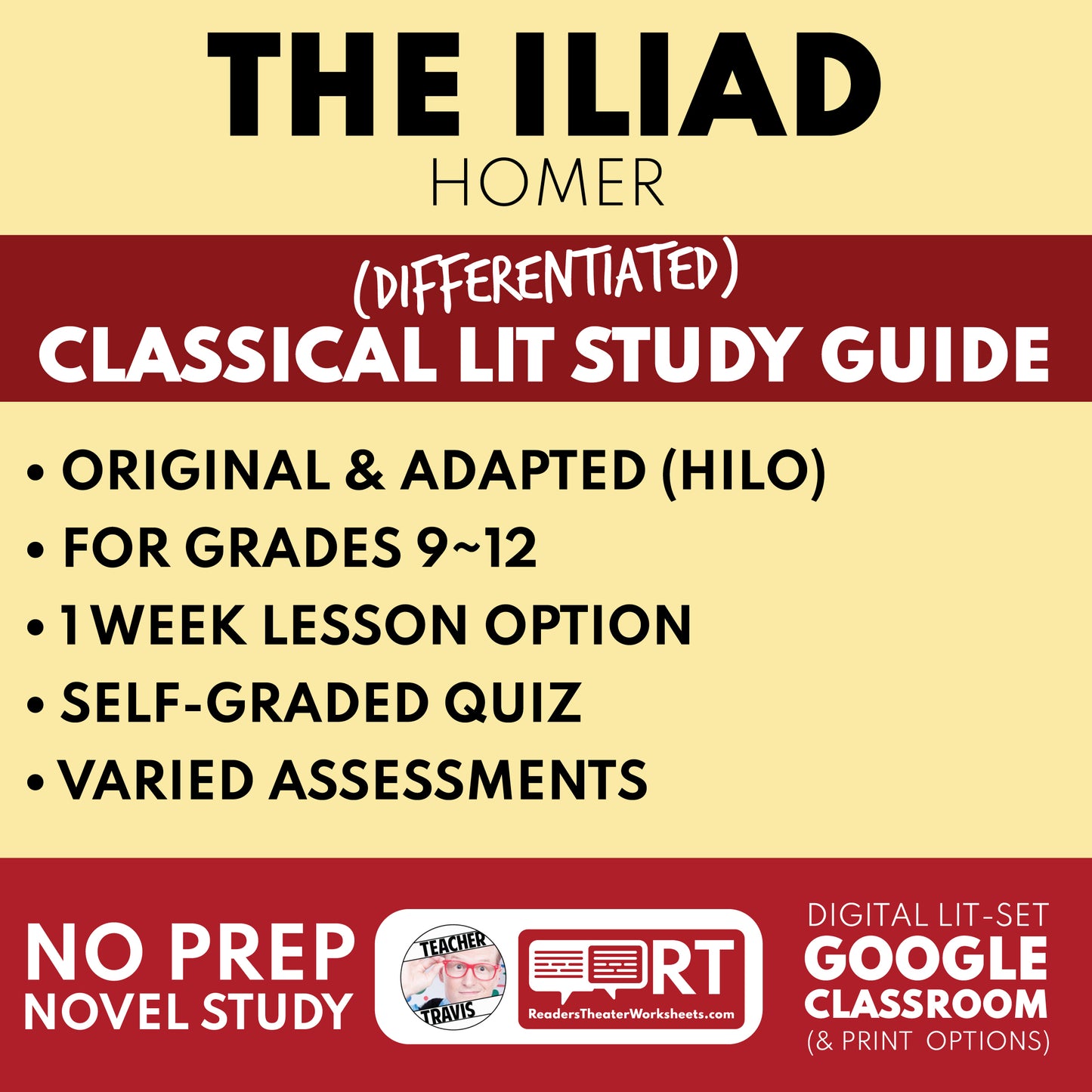The Iliad by Homer Differentiated Classical Lit Study Guide for Grades 9 to 12