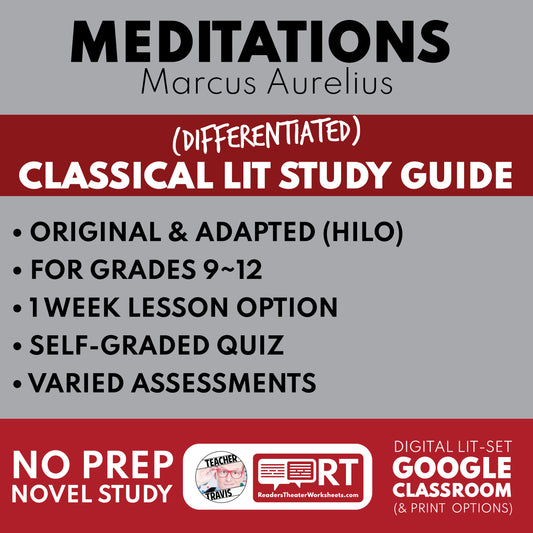 Meditations by Marcus Aurelius Differentiated Classical Lit Study Guide for Grades 9 to 12 cover image