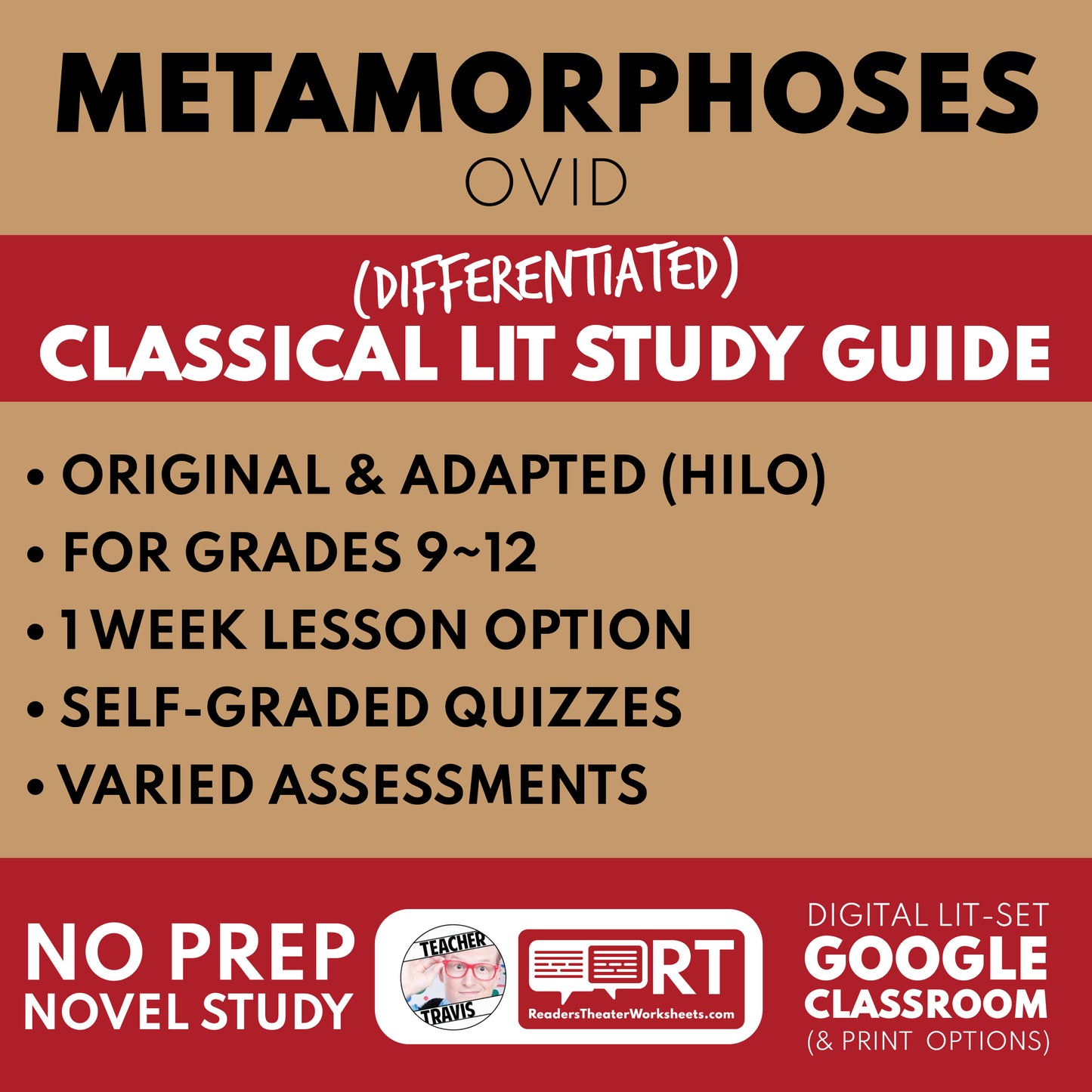 Metamorphoses by Ovid Differentiated Classical Lit Study Guide for Grades 9 to 12