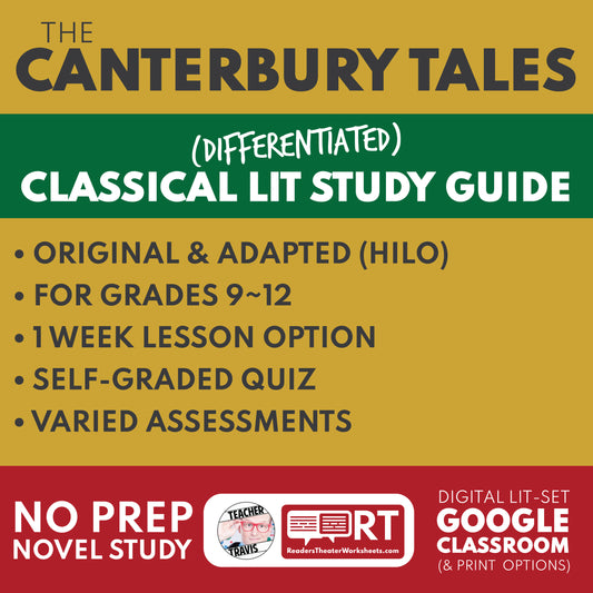 The Canterbury Tales by Geoffrey Chaucer Differentiated Classical Lit Study Guide for Grades 9 to 12 cover image