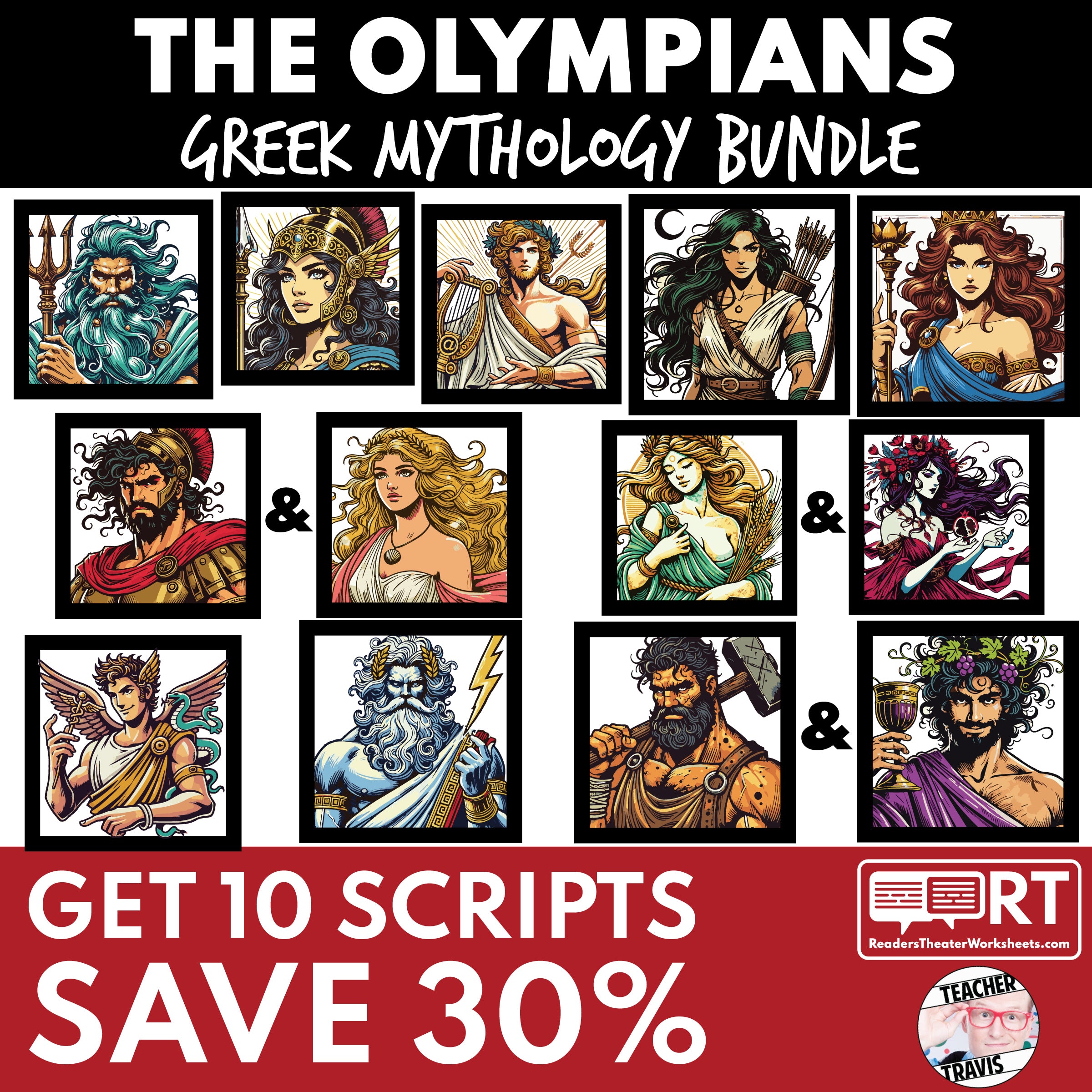 Mythical Script Olympian Gods of Greek Mythology | Reader's Theater Scripts Bundle (10 ...