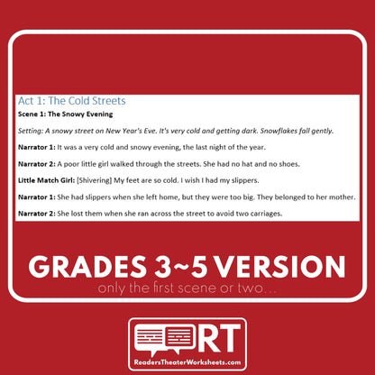 The Little Match Girl | Christmas Reader's Theater Script - ["100% FREE","Christmas Differentiated","Differentiated","Grades 3-5","Grades 6-8","Grades 9-12","Hans Christian Andersen"]