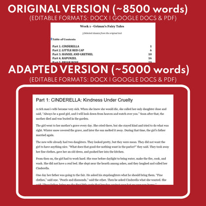 Grimm's Fairy Tales Differentiated Study Guide Lit Set | W1 Classics (Cinderella, Rapunzel, & More)