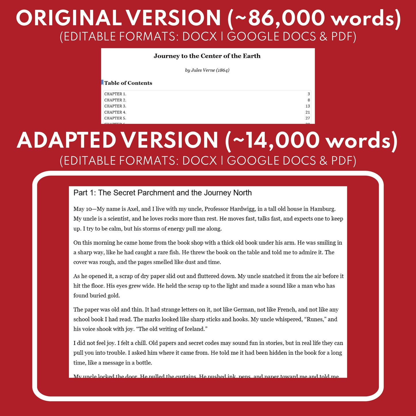 Journey to the Center of the Earth by Jules Verne Differentiated Study Guide Lit Set for Grades 3 to 5