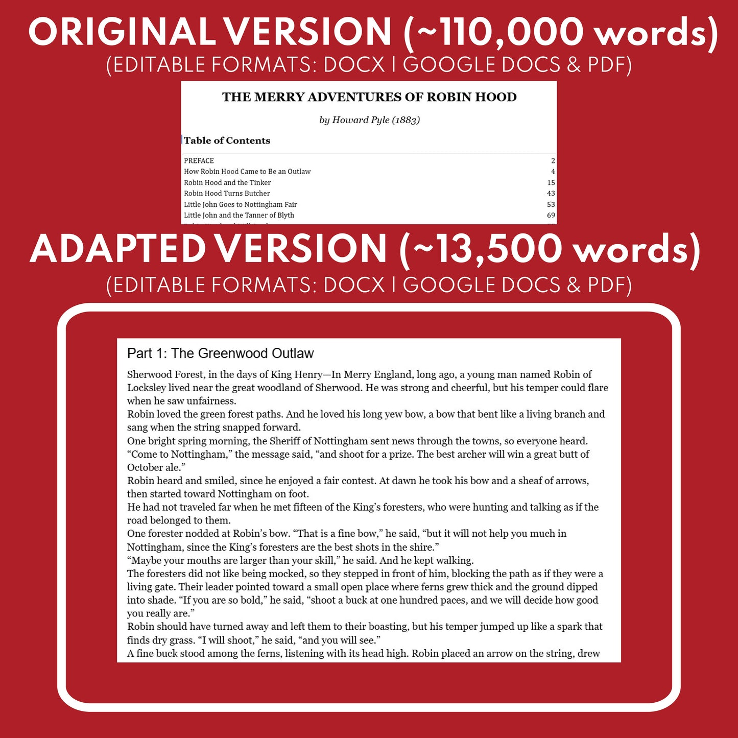 The Merry Adventures of Robin Hood by Howard Pyle Differentiated Study Guide Lit Set for Grades 3 to 5