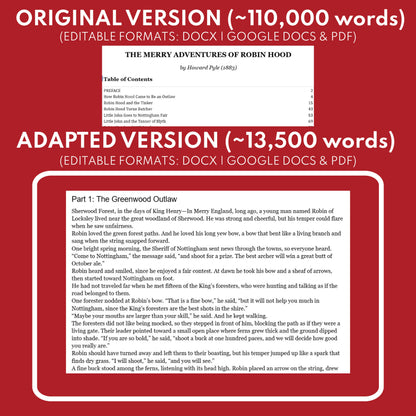 The Merry Adventures of Robin Hood by Howard Pyle Differentiated Study Guide Lit Set for Grades 3 to 5