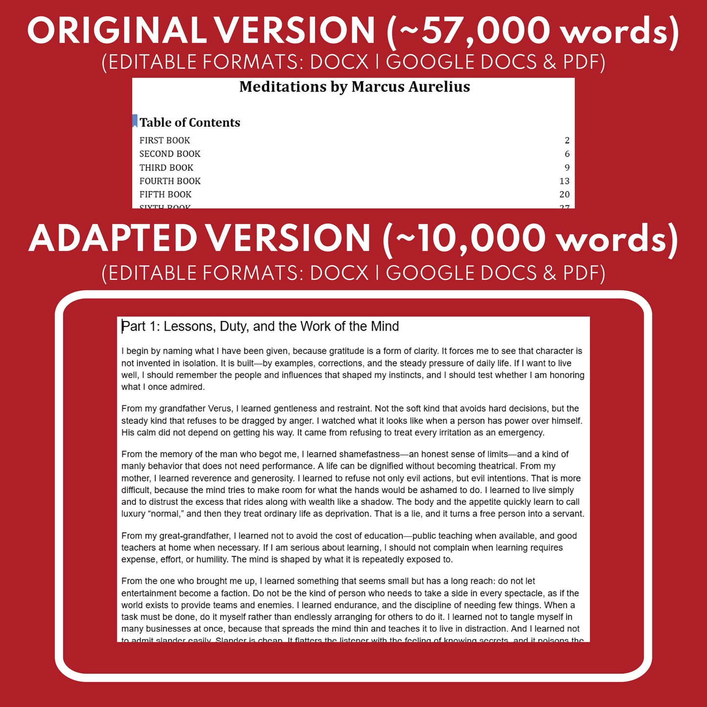 Meditations by Marcus Aurelius Differentiated Classical Lit Study Guide for Grades 9 to 12