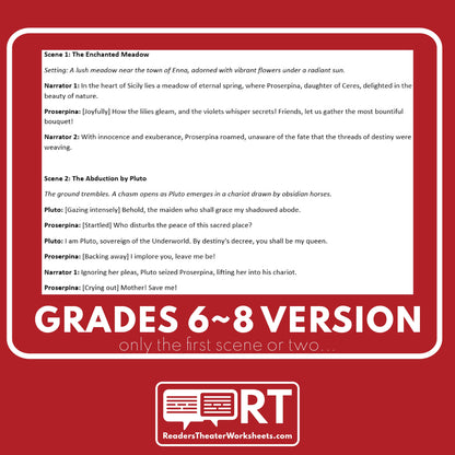The Myth of Proserpina Reader's Theater Script | Greek Mythology (Seasons) - ["Differentiated","Grades 6-8","Grades 9-12","Greek Mythology"]
