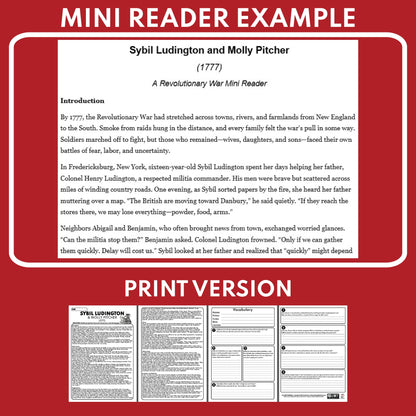Sybil Ludington and Molly Pitcher | Women in U.S. History Mini Reader Lesson for Grade 5-8