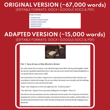 A Little Princess Differentiated Novel Study | Burnett | Literature Set for Grades 3 to 5