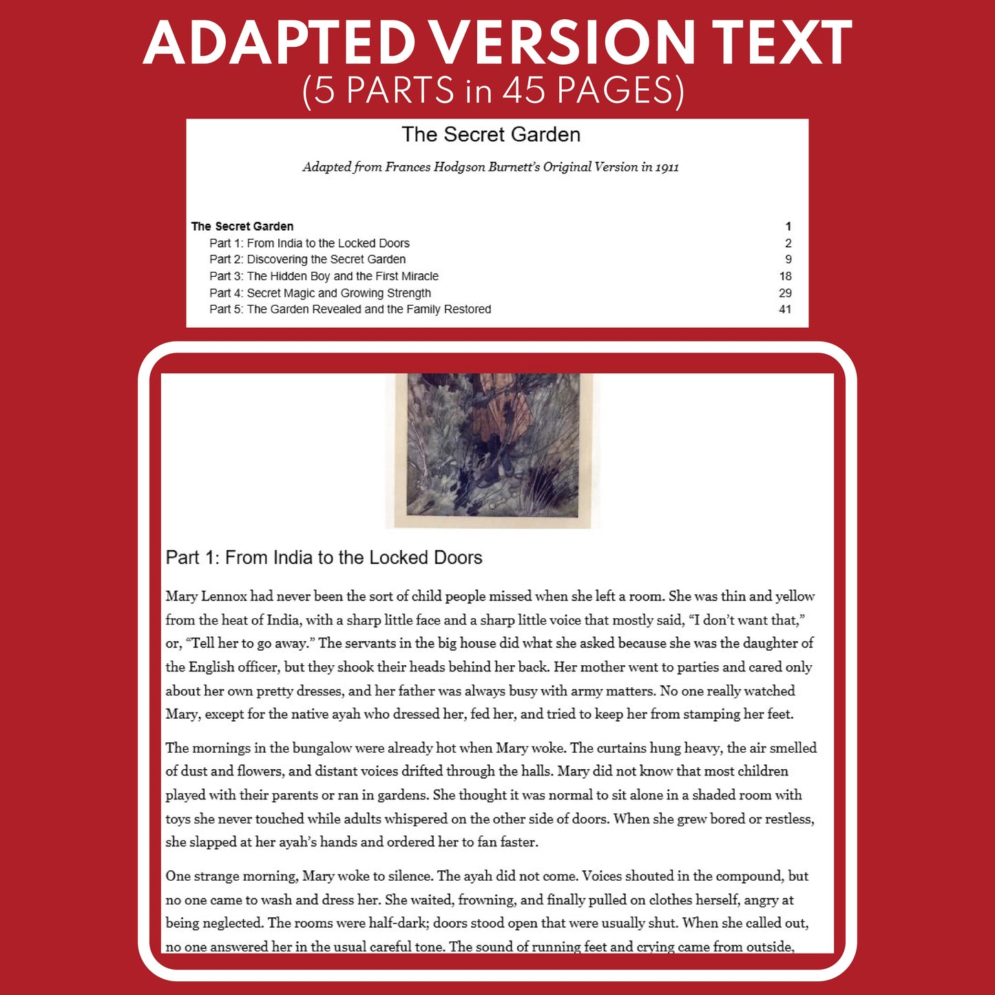 The Secret Garden | Full Week Lesson | Adapted Version | Burnett | No Prep