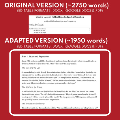 Aesop's Fables Differentiated Study Guide for Grades 3 to 5 | W2 Honesty, Trust & Deception