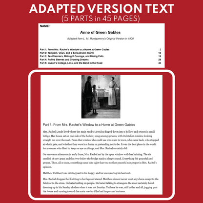 Anne of Green Gables | Full Week Lesson | Adapted Version | Montgomery | No Prep