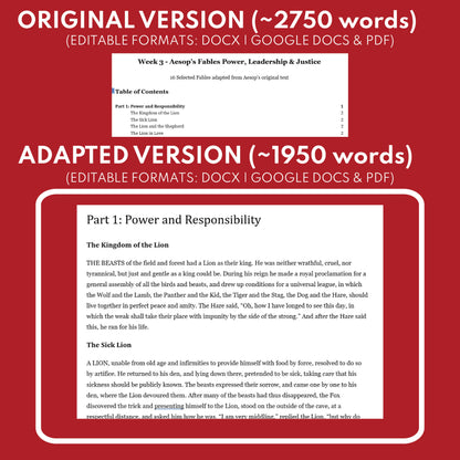 Aesop's Fables Differentiated Study Guide for Grades 3 to 5 | W3 Power, Leadership & Justice