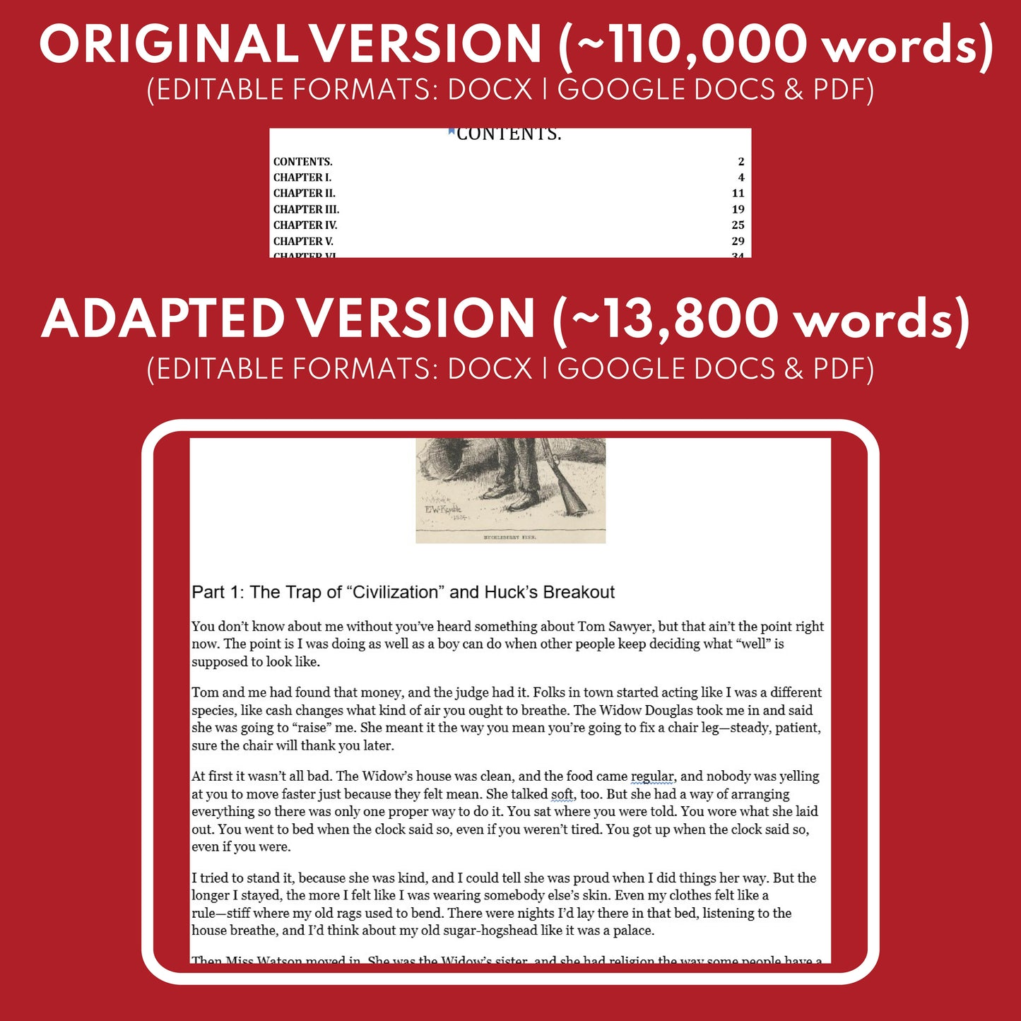 The Adventures of Huckleberry Finn Differentiated Novel Study | ELA Literature | Twain Lit Set for High School