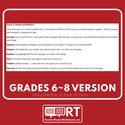 Phaeton and Apollo's Chariot Reader's Theater Script | Greek Mythology - ["Differentiated","Grades 6-8","Grades 9-12","Greek Mythology"]