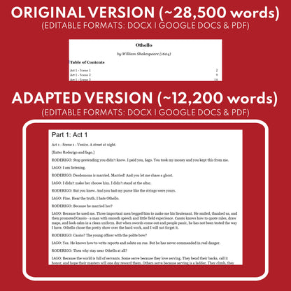 Othello Differentiated Study Guide & Analysis | No Prep Plays | Shakespeare