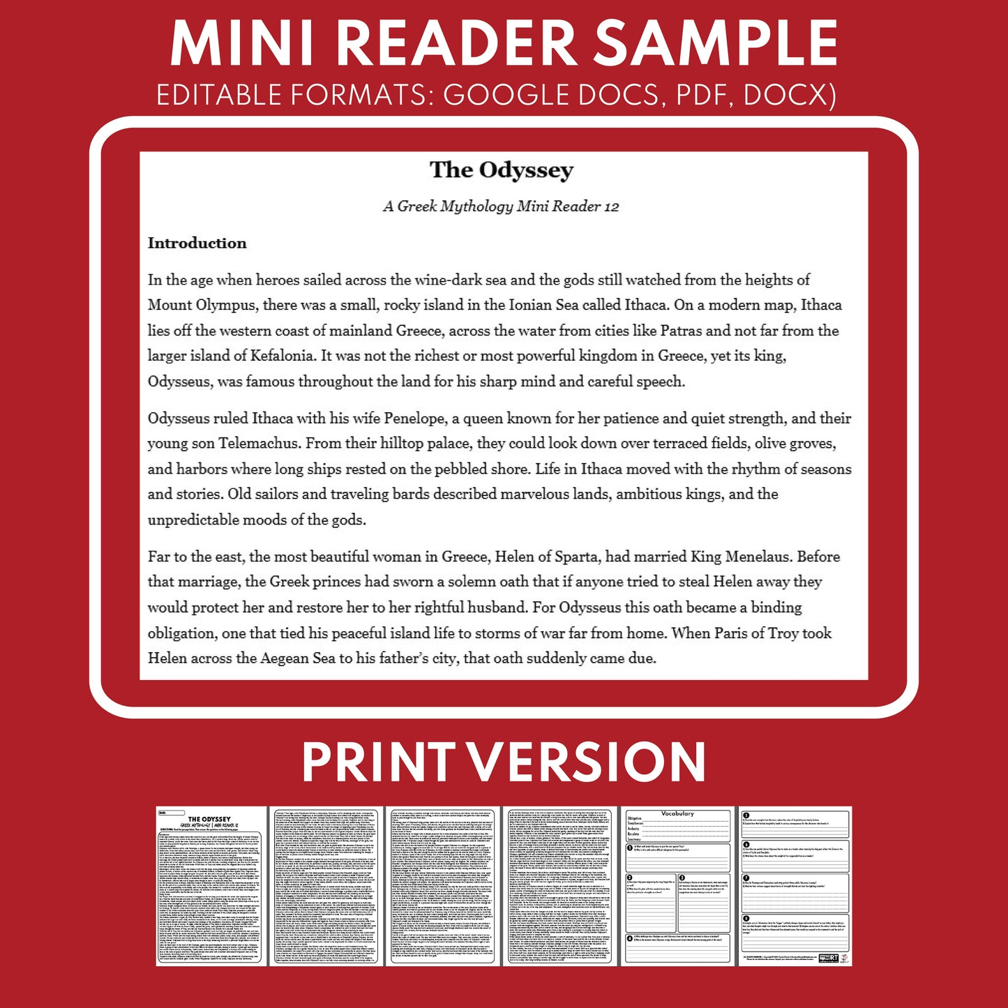 The Odyssey — Greek Mythology Mini Reader #12 | Grades 6–12