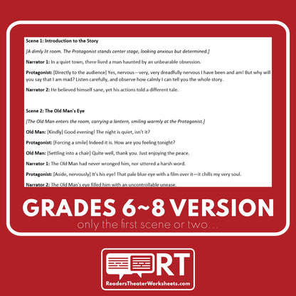 The Tell-Tale Heart (Edgar Allan Poe) Reader's Theater Script - ["Differentiated","Edgar Allan Poe","Grades 6-8","Grades 9-12"]