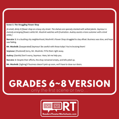 The Little Shop of Horrors Reader's Theater Script - ["Differentiated","Grades 6-8","Grades 9-12","Halloween Script"]