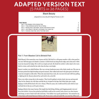 Black Beauty | Full Week Lesson | Adapted Version | Sewell | No Prep