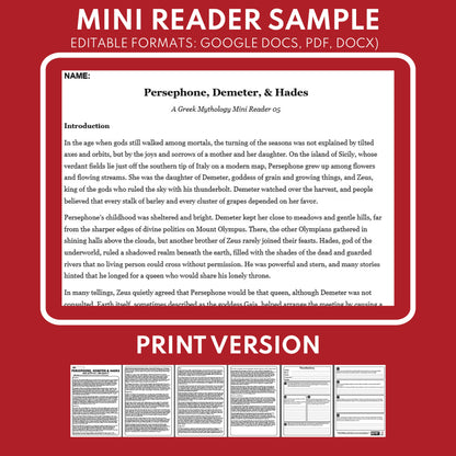 Persephone, Demeter, and Hades — Greek Mythology Mini Reader #05 | Grades 6–12