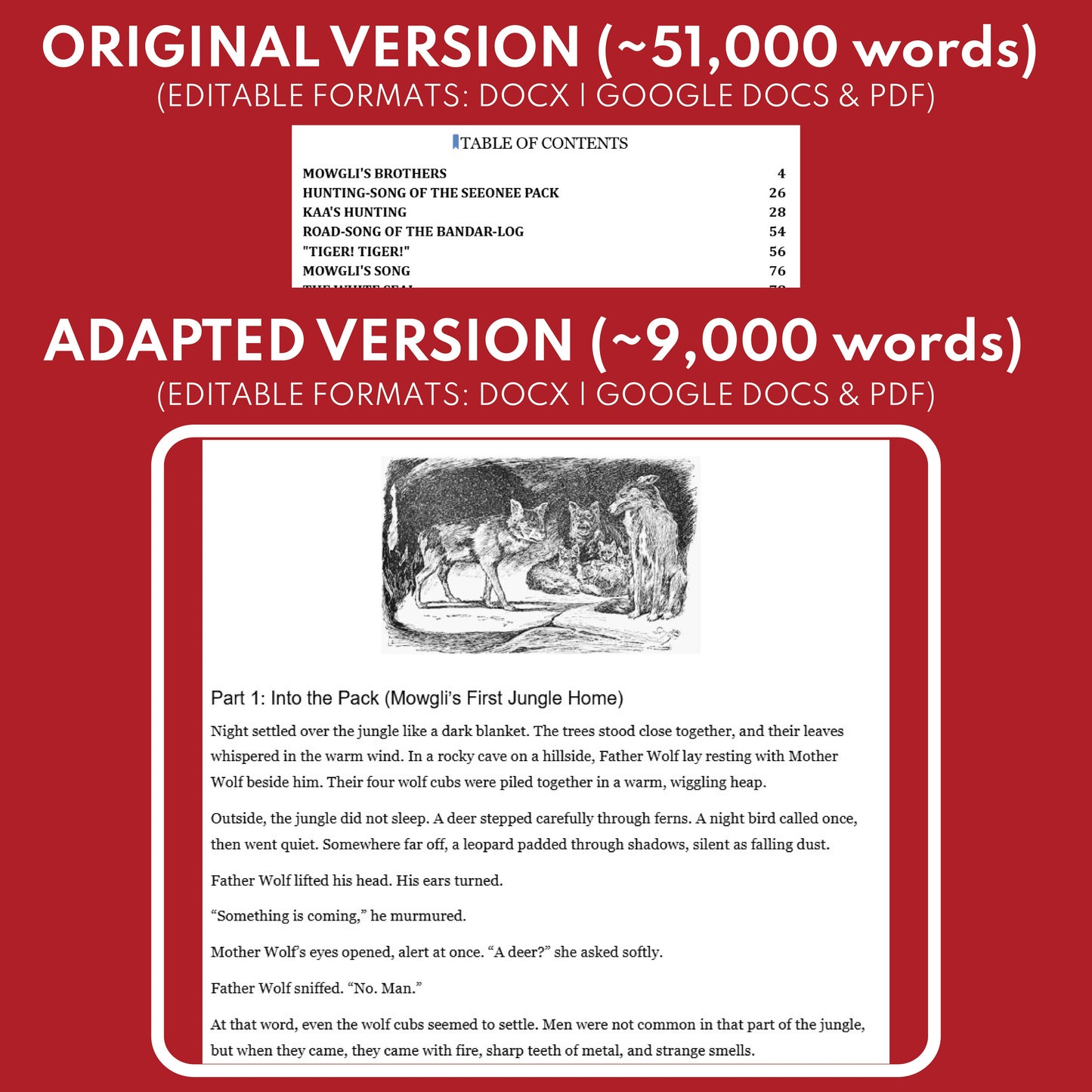 The Jungle Book Differentiated Novel Study | Kipling | Literature Set for Grades 3 to 5