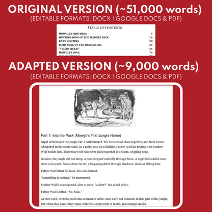 The Jungle Book Differentiated Novel Study | Kipling | Literature Set for Grades 3 to 5