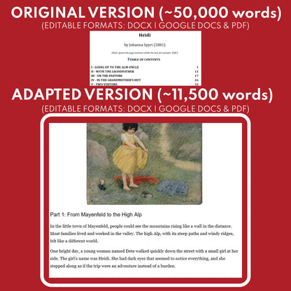 Heidi Differentiated Novel Study | Spyri | Literature Set for Grades 3 to 5