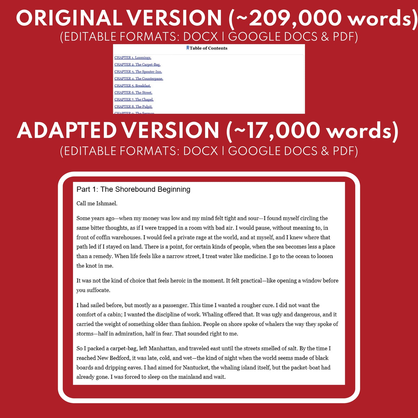 Moby-Dick Differentiated Novel Study | ELA Literature | Melville Lit Set for High School