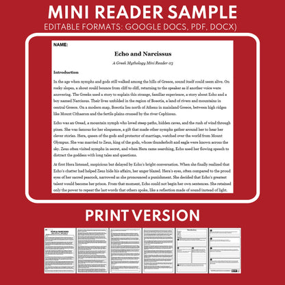 Echo and Narcissus — Greek Mythology Mini Reader #03 | Grades 6–12