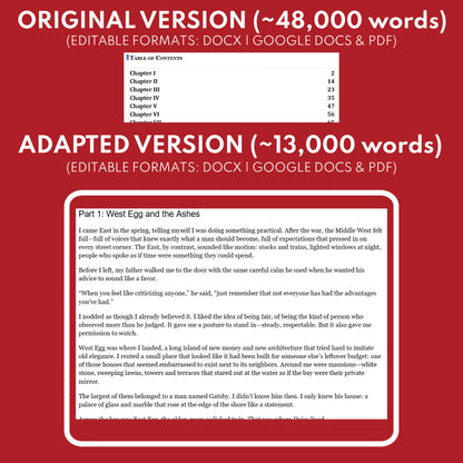 The Great Gatsby Differentiated Novel Study | ELA Unit | Literature Set for High School